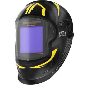 HV23.2 Welding Helmet Auto Darkening, 3.94"x3.82" Large Viewing Screen True Color Solar/Battery Power, 4 Arc Sensor Wide Shade 4/5-9/9-13 Welder Mask with Grind/Cut/Weld Mode for TIG MIG ARC